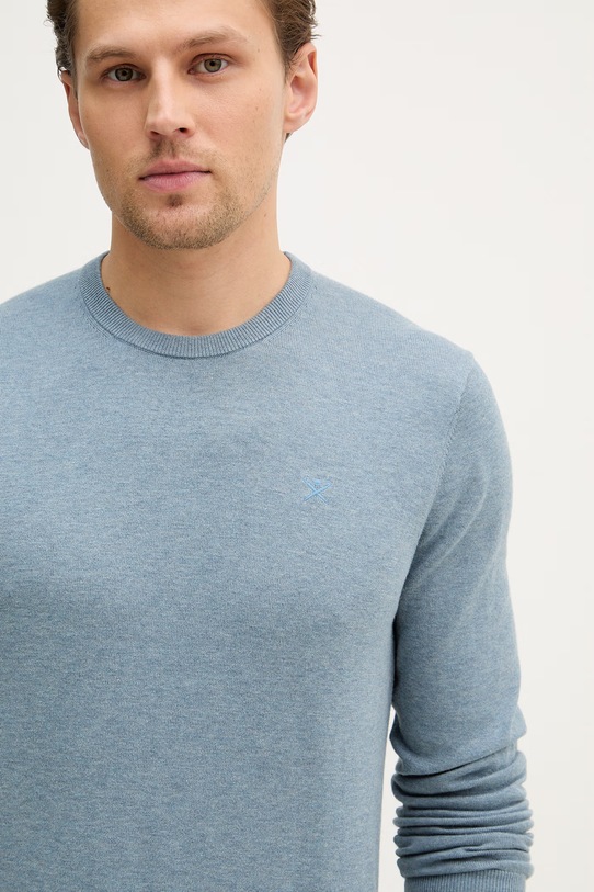 Hackett London sweter z dodatkiem jedwabiu niebieski HM7000114