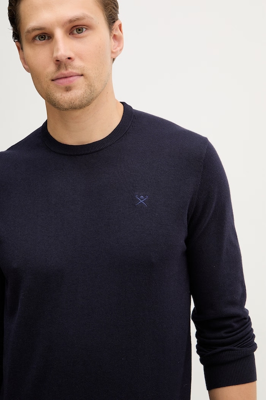 Hackett London sweter z dodatkiem jedwabiu granatowy HM7000114