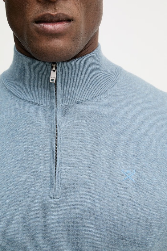 Sveter s prímesou hodvábu Hackett London HM7000137 modrá