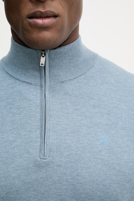 Sveter s prímesou hodvábu Hackett London HM7000137 modrá