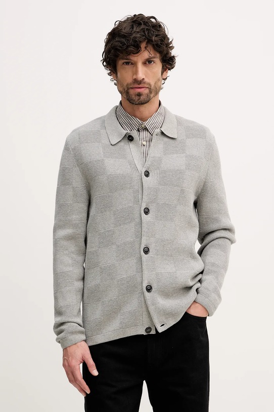 Barbour kardigan bawełniany Falton bawełna szary MKN1701