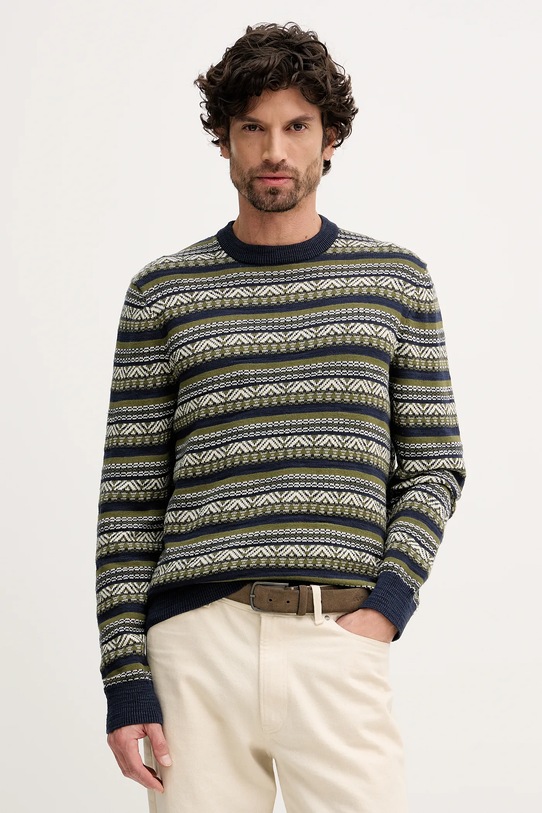 Barbour sweter bawełniany wzorzyste granatowy MKN1705