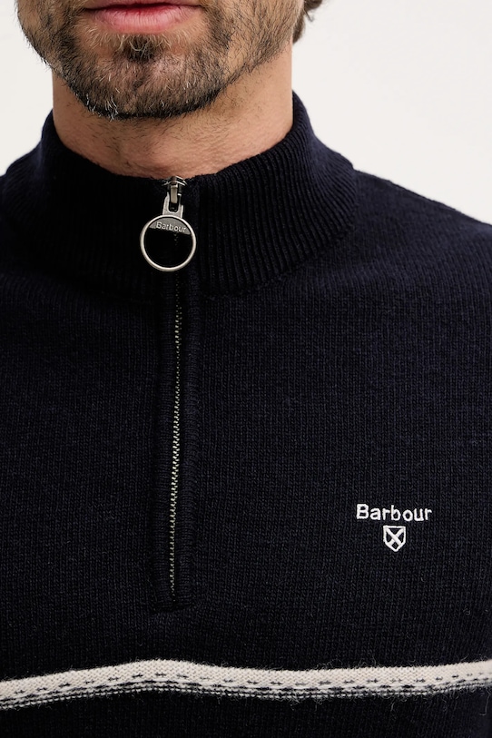 Barbour sweter wełniany Kepwick granatowy MKN1708