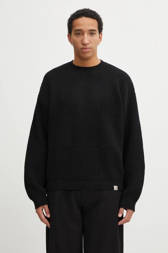 Carhartt WIP sweter z dodatkiem wełny Bishop Sweater okrągły czarny I035591.89XX