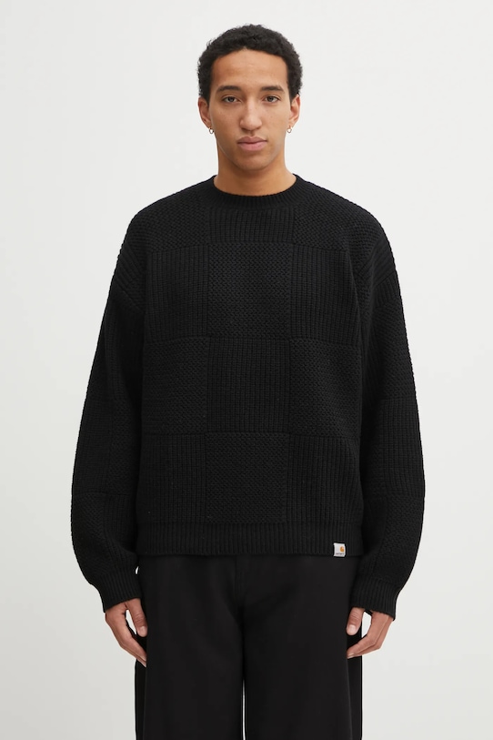 Carhartt WIP sweter z dodatkiem wełny Bishop Sweater okrągły czarny I035591.89XX