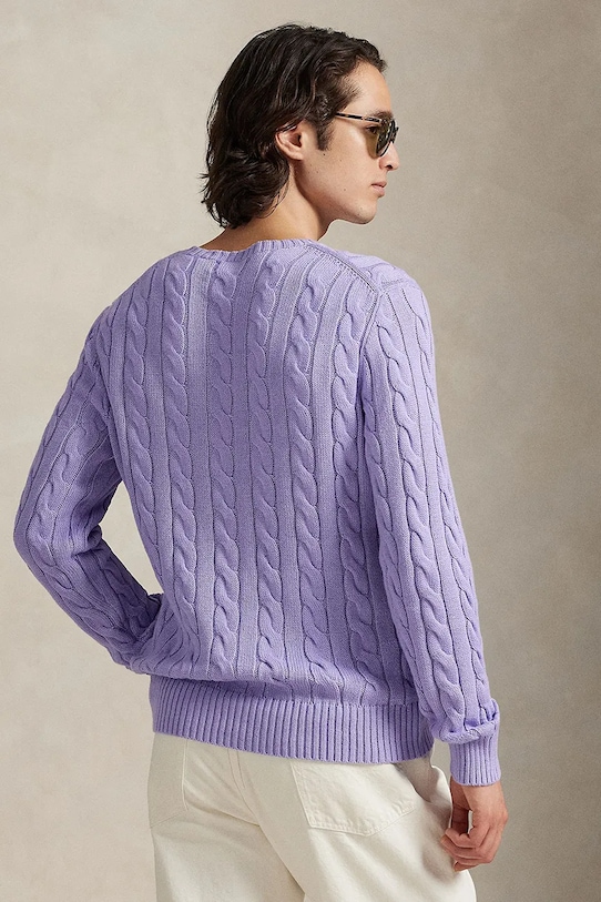 Polo Ralph Lauren sweter bawełniany 5/1 ROVING COTTON 710775885531 fioletowy SS26