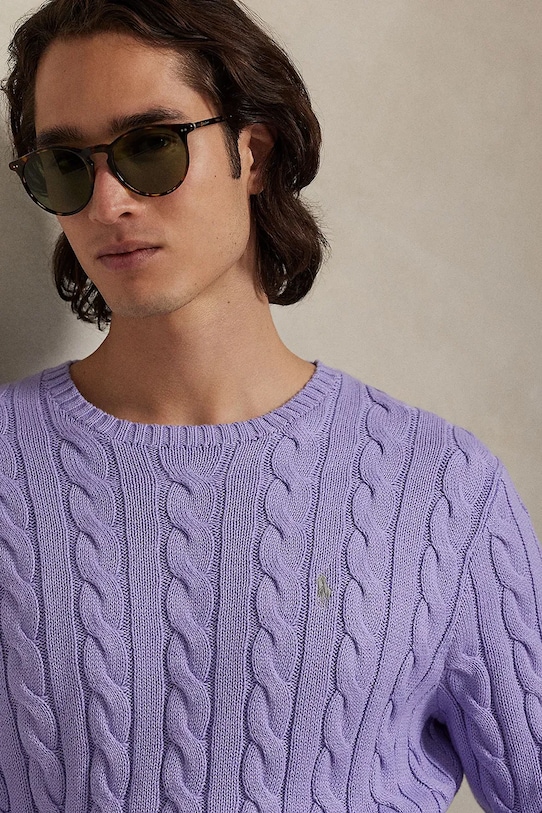 Polo Ralph Lauren sweter bawełniany 5/1 ROVING COTTON fioletowy 710775885531