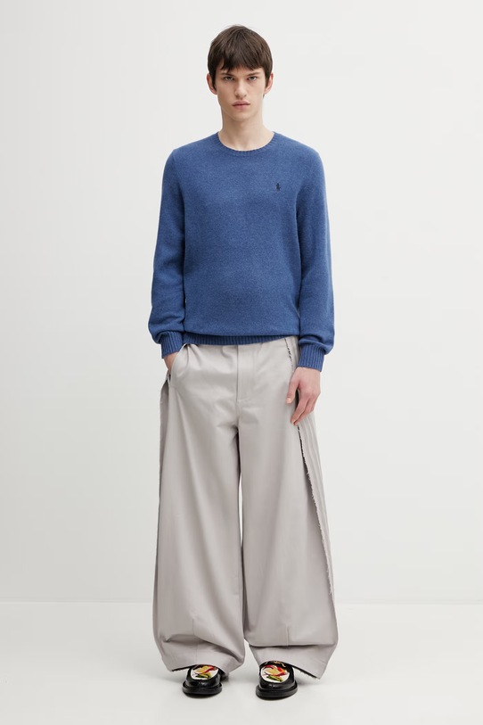 Вълнен пуловер Polo Ralph Lauren 2/15 WOOL/CASH RWS изчистен син 710878292501