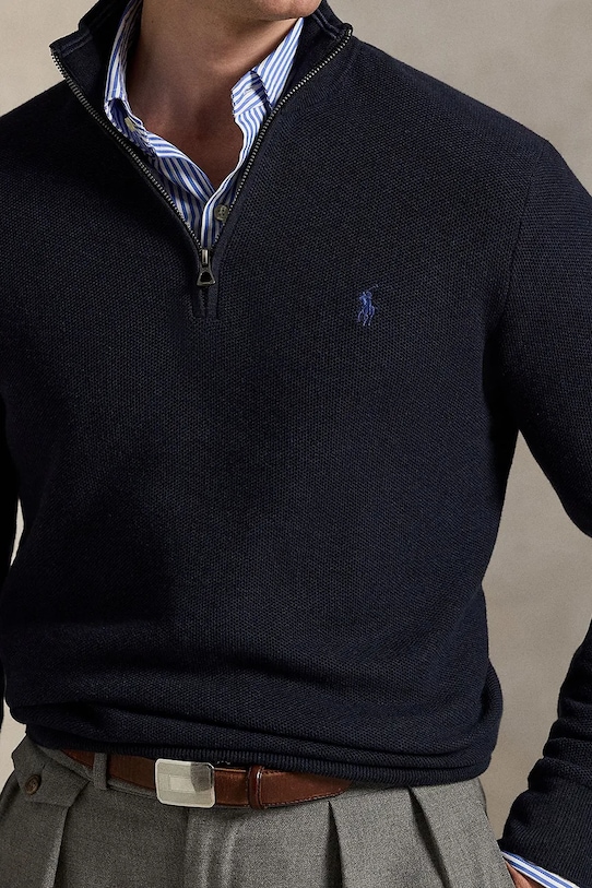 Polo Ralph Lauren sweter bawełniany 32/2 COTTON granatowy 710932304001