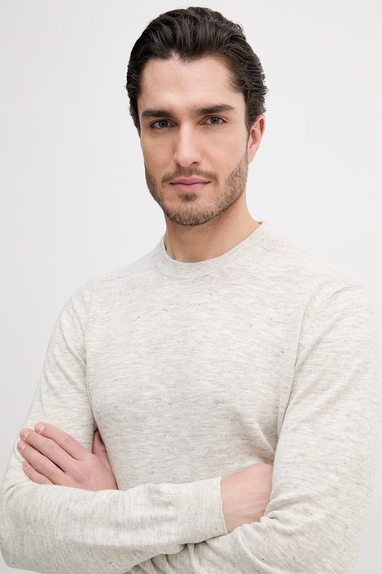 Barbour sweter z domieszką lnu Flaxby beżowy MKN1712