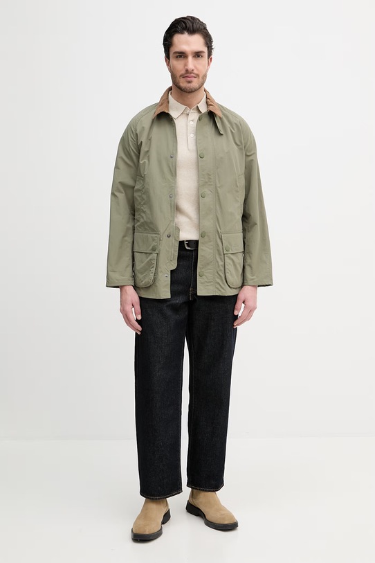 Barbour polo z dodatkiem lnu Muston MKN1713 beżowy SS26