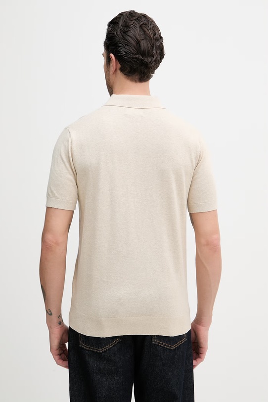 Odzież Barbour polo z dodatkiem lnu Muston MKN1713 beżowy