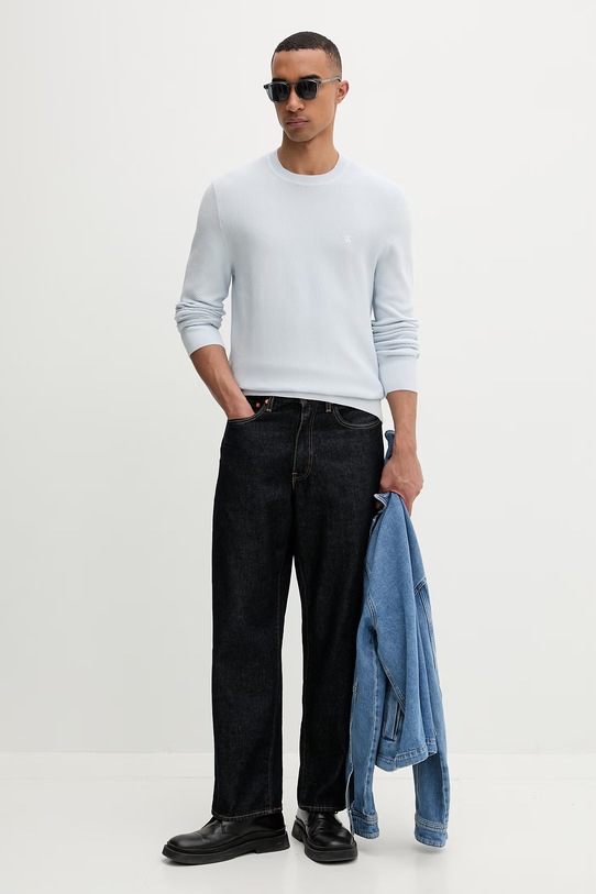 Calvin Klein sweter męski bawełniany LV04LF304G niebieski SS26