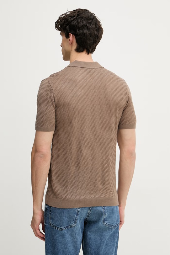 Odzież Emporio Armani polo swetrowe męskie z wełną EM004307.AF24573 brązowy