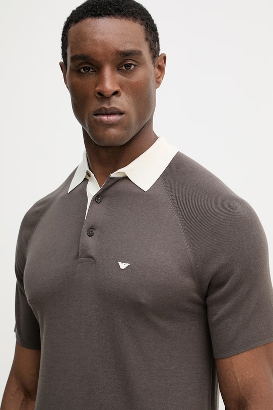 Polo tričko s prímesou hodvábu Emporio Armani hnedá EM004622.AF25247