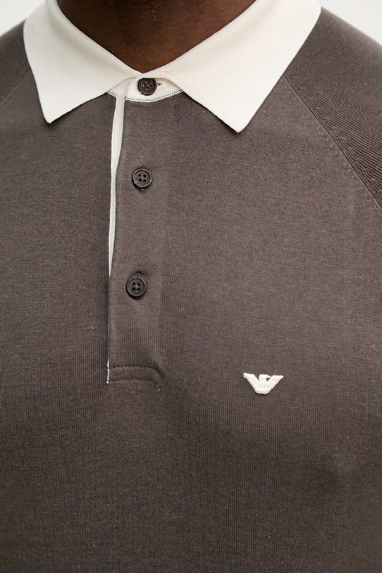 Polo tričko s prímesou hodvábu Emporio Armani EM004622.AF25247 hnedá