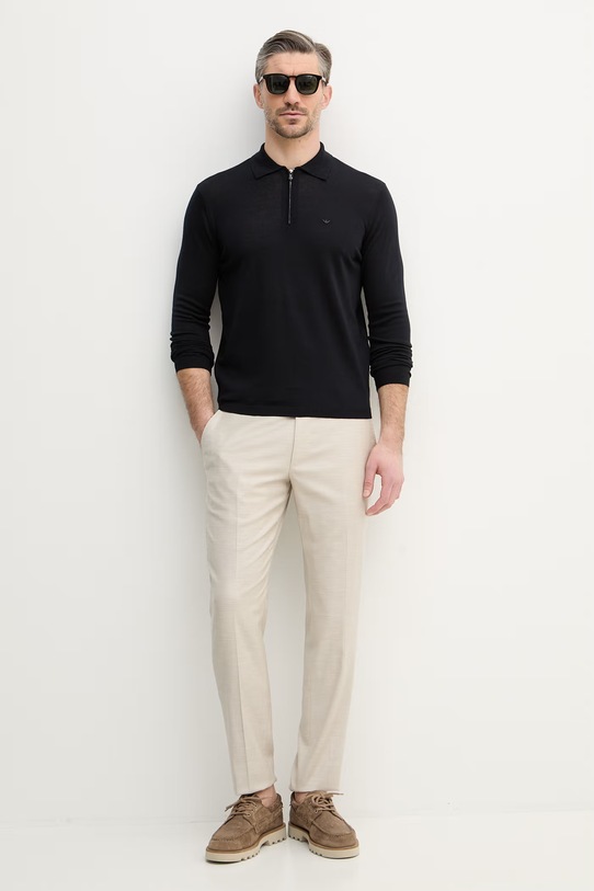 Emporio Armani sweter wełniany EM004381.AF23421 granatowy SS26