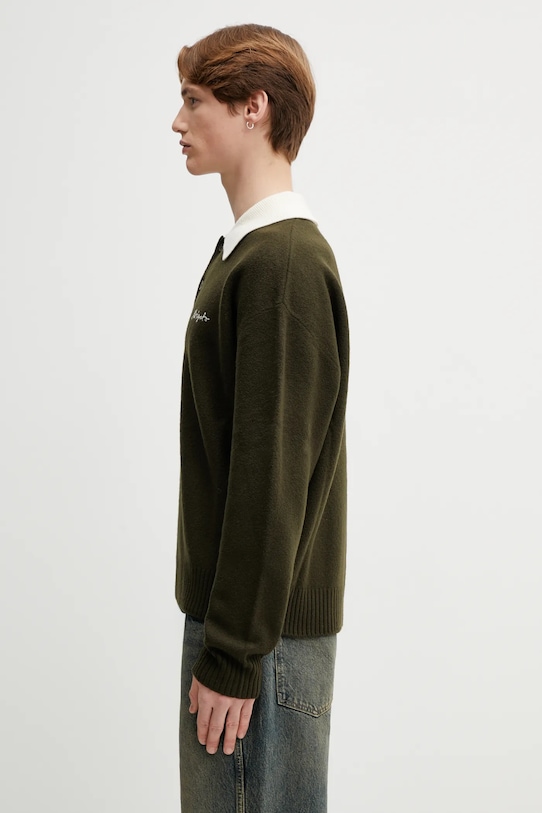 Вовняний светр Axel Arigato Sonny Polo Sweater A3721001 зелений SS26