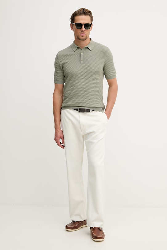 Trussardi úpletové polo tričko pánske bavlnené M0558000060N zelená SS26