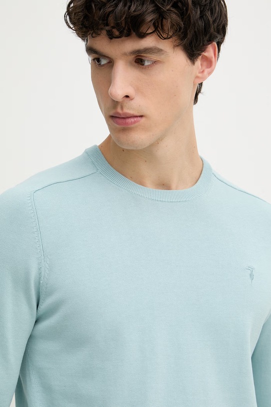 Trussardi sweter męski z bawełną turkusowy M0598000064N