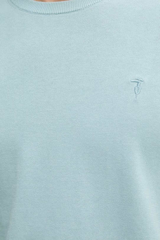 Trussardi sweter męski z bawełną M0598000064N turkusowy