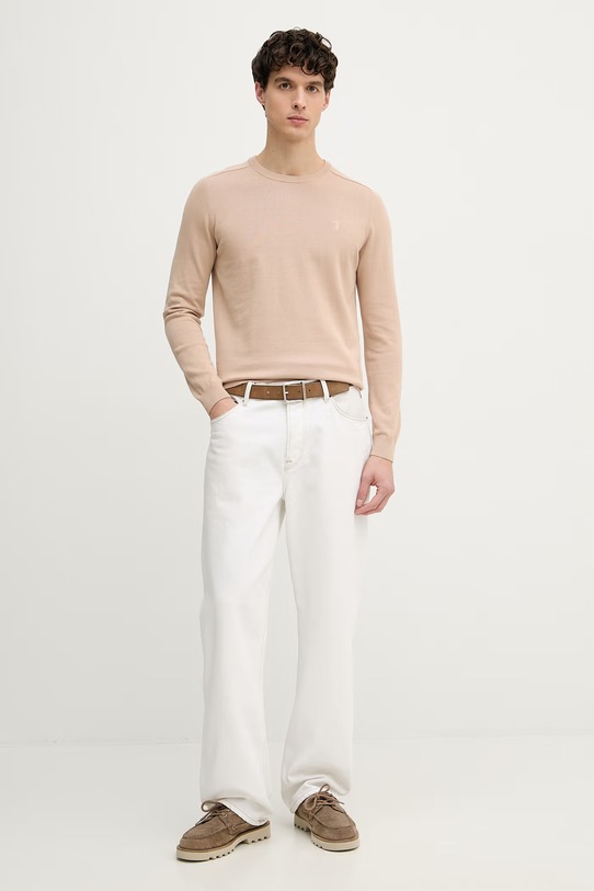 Trussardi sweter męski z bawełną M0598000064N beżowy SS26