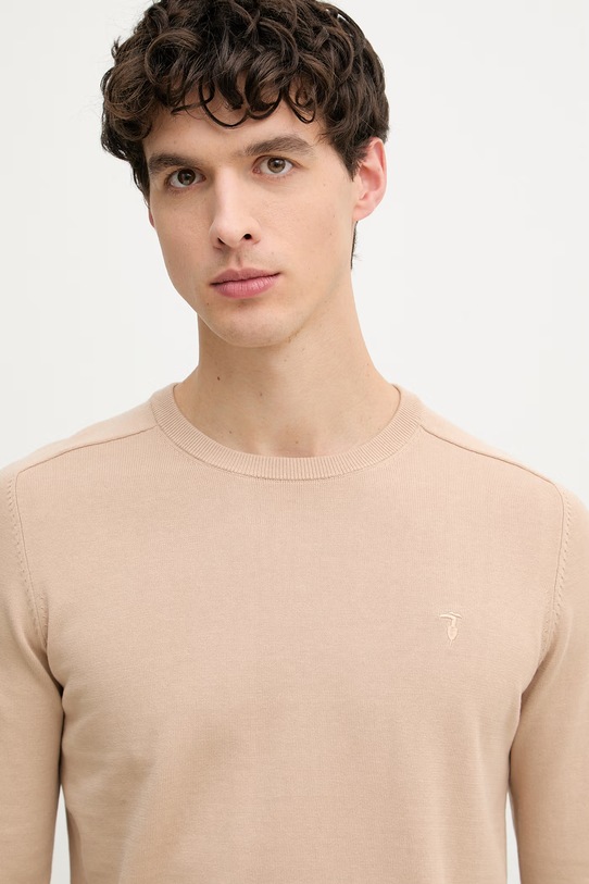 Trussardi sweter męski z bawełną beżowy M0598000064N