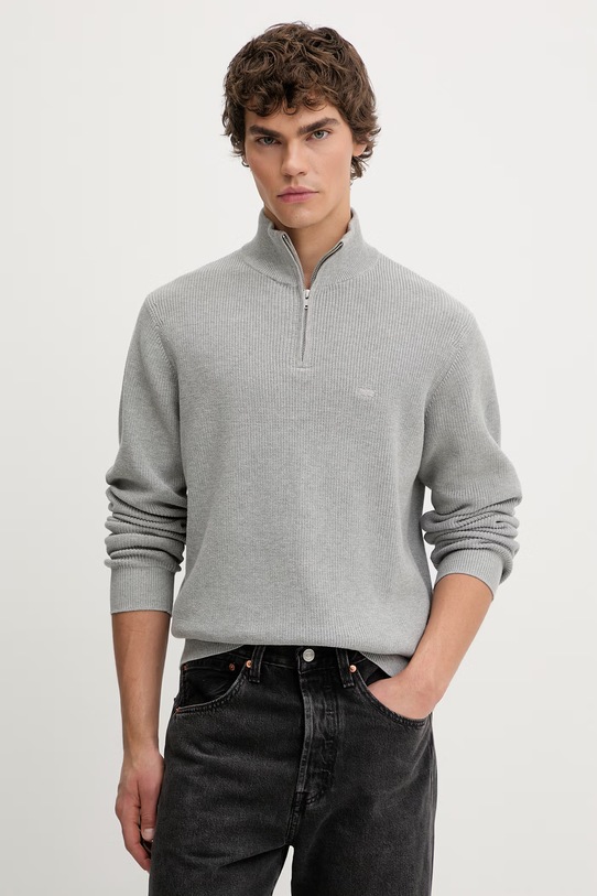 Levi's sweter bawełniany LIGHTWEIGHT HM QUARTER ZIP bawełna szary 0058U