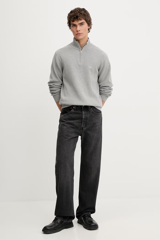 Levi's sweter bawełniany LIGHTWEIGHT HM QUARTER ZIP 0058U szary SS26