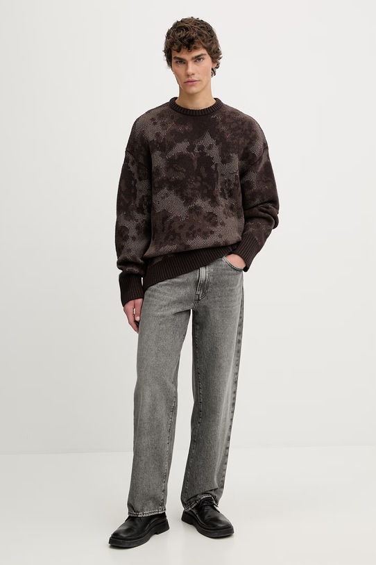 G-Star sweter z dodatkiem wełny Loose jacquard D27246.E586.H519 brązowy SS26