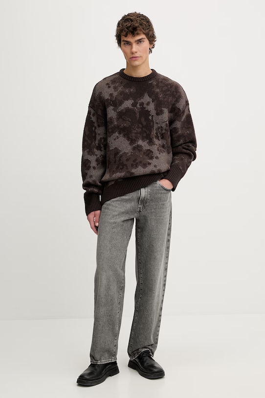 G-Star sweter z dodatkiem wełny Loose jacquard D27246.E586.H519 brązowy SS26