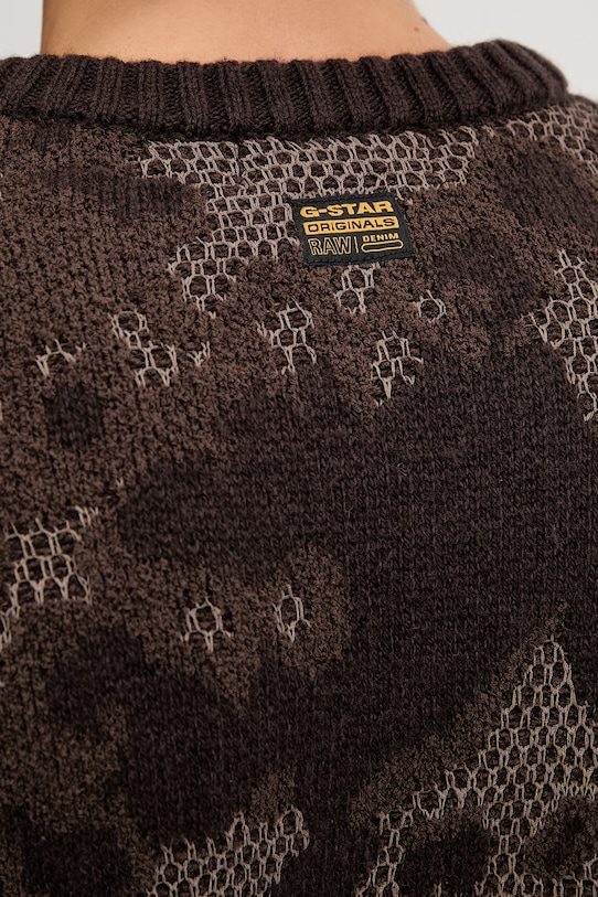 G-Star sweter z dodatkiem wełny Loose jacquard brązowy D27246.E586.H519