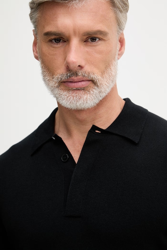 Sisley Πουλόβερ Ανδρικό με βαμβάκι μαύρο 10F2S300S