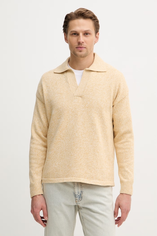 Sisley sweter bawełniany szpic żółty 10Y2S300U