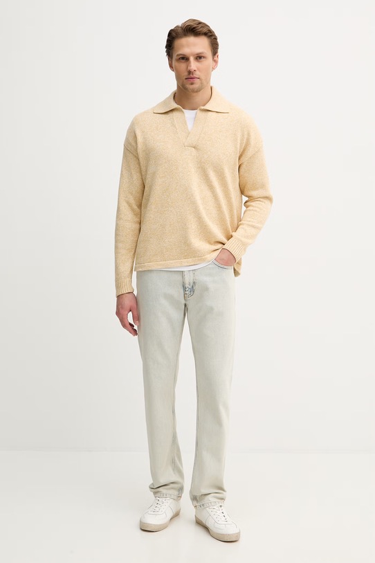 Sisley sweter bawełniany 10Y2S300U żółty SS26