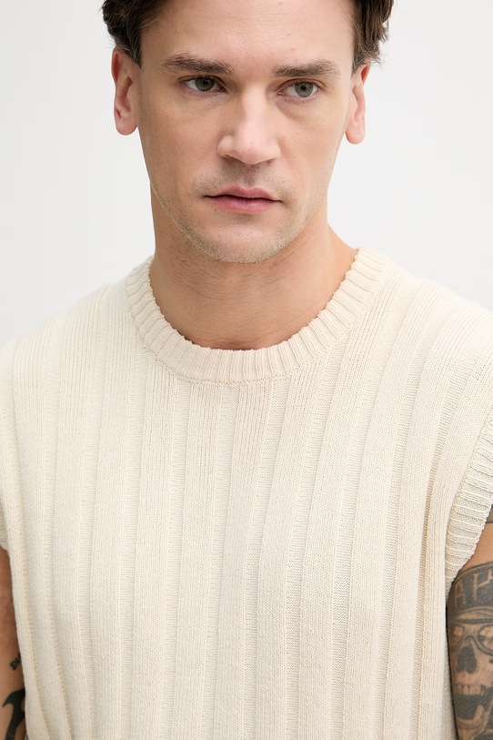 Sisley kamizelka męska z bawełną beżowy 11E2S104P