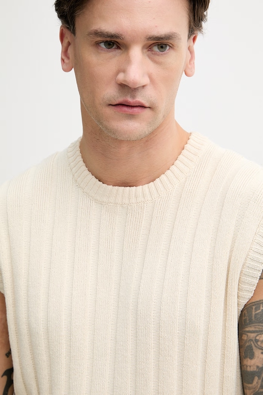 Sisley kamizelka męska z bawełną beżowy 11E2S104P