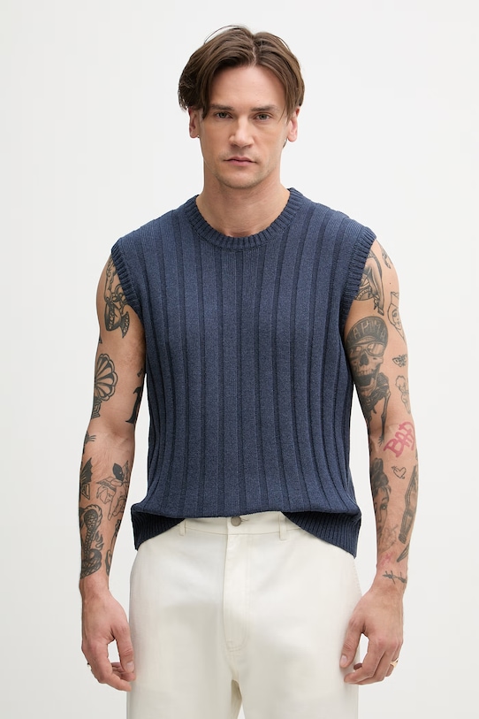 Sisley kamizelka męska z bawełną granatowy 11E2S104P