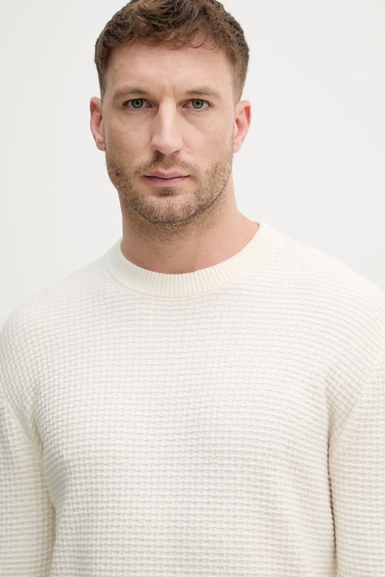 Sisley sweter męski z dodatkiem wełny beżowy 13RVS104R