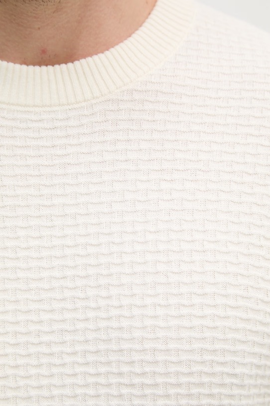 Sisley sweter męski z dodatkiem wełny 13RVS104R beżowy