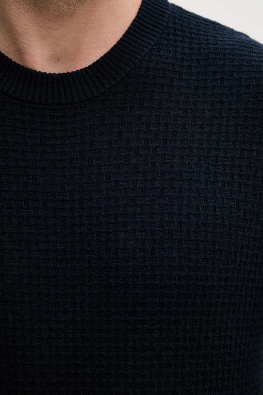 Sisley sweter męski z dodatkiem wełny 13RVS104R granatowy