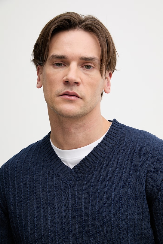 Sisley pánsky sveter s bavlnou tmavomodrá 1WBXS400M