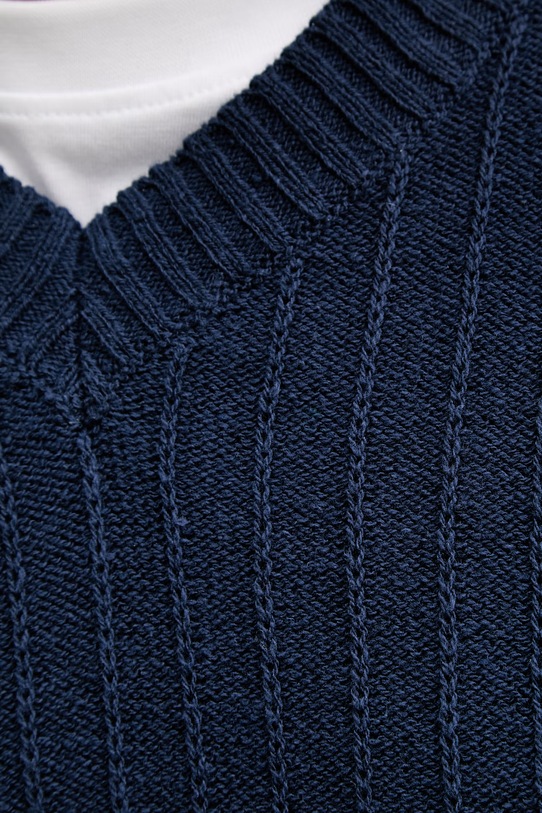 Sisley pánsky sveter s bavlnou 1WBXS400M tmavomodrá