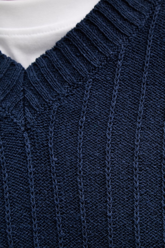 Sisley pánsky sveter s bavlnou 1WBXS400M tmavomodrá