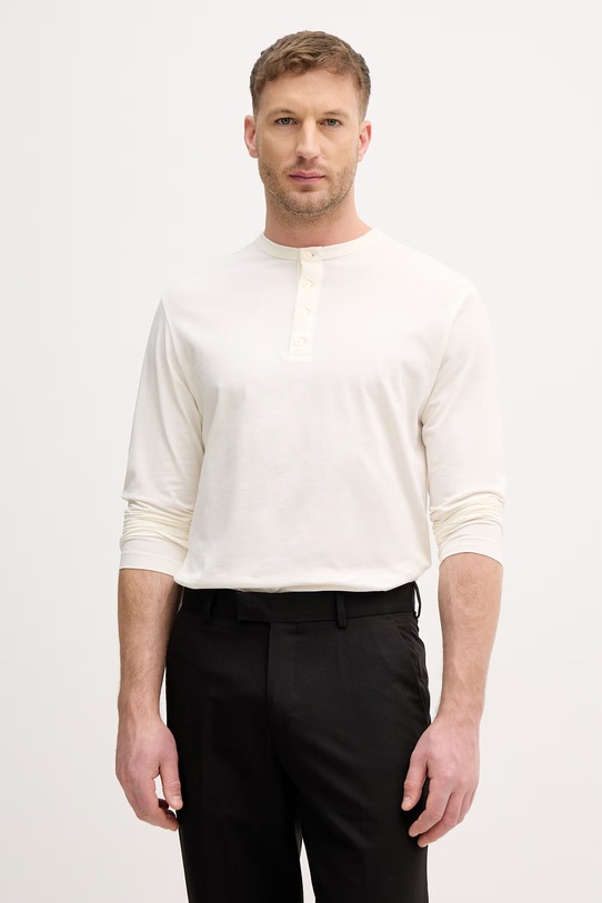 Sisley polo za muškarce od pamuka bež 3XDTS1053