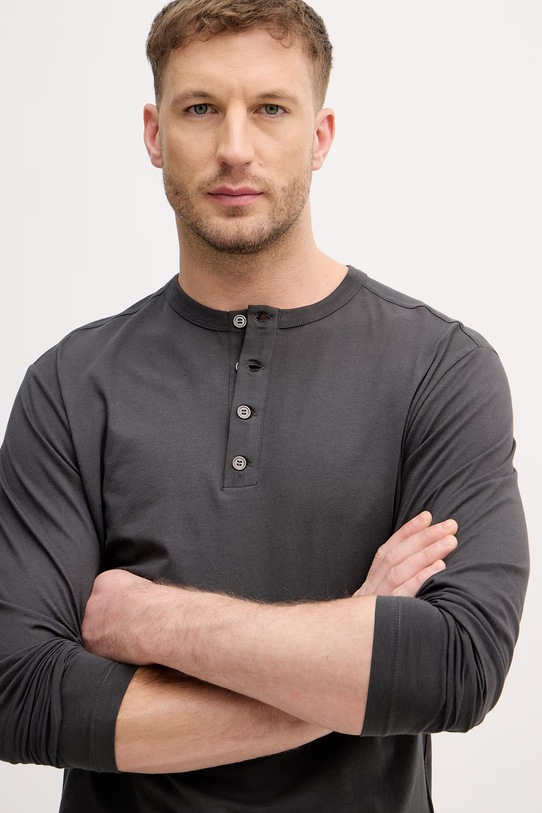 Sisley polo za muškarce od pamuka siva 3XDTS1053