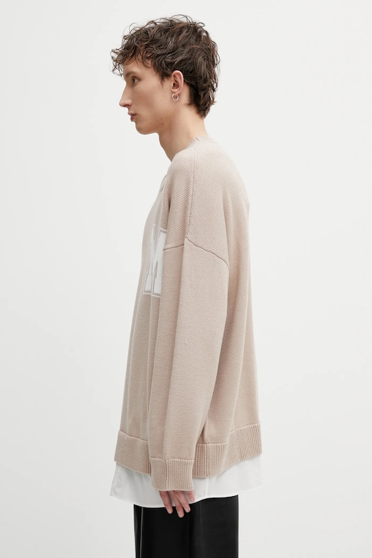 MM6 Maison Margiela sweter z dodatkiem wełny SH0HL0039.M13206.115 beżowy SS26