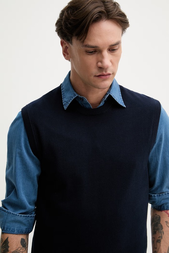 United Colors of Benetton kamizelka męska bawełniana granatowy 1098U401R