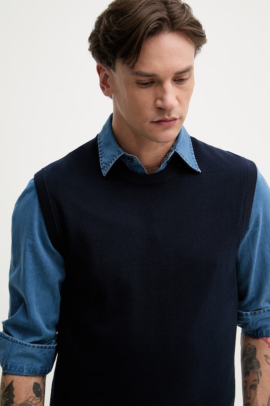 United Colors of Benetton kamizelka męska bawełniana granatowy 1098U401R