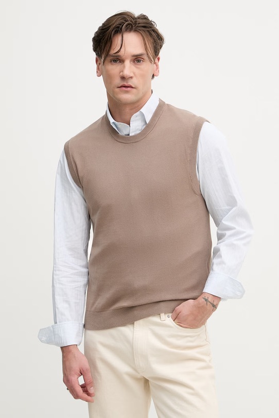 United Colors of Benetton kamizelka męska bawełniana brązowy 1098U401R